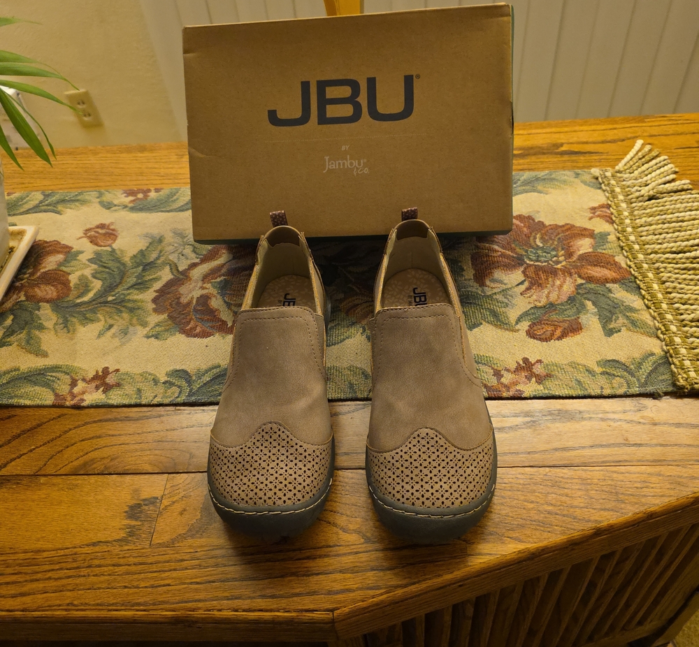 JBU Women Slip-On Suede Loafers in Taupe Brown